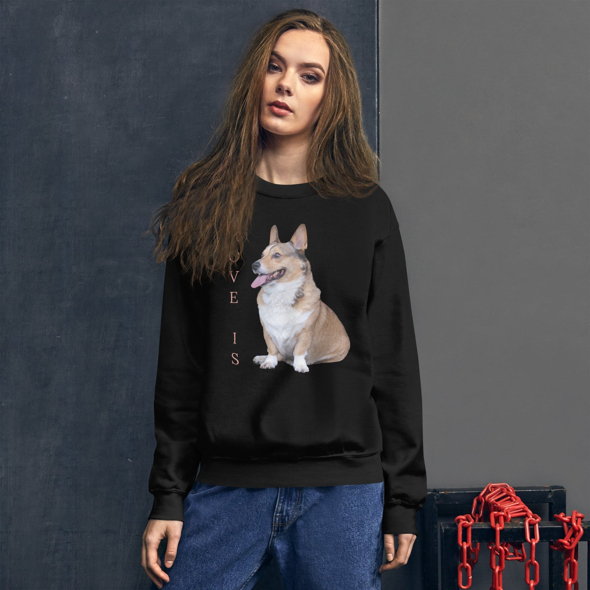 Love Is Sweatshirt for Men Gift For Women and Dog Lover